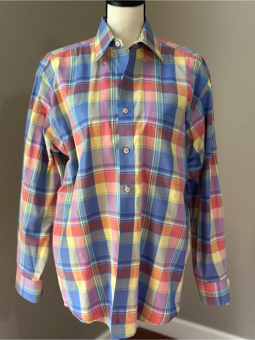 Multicolored Alan Flusser plaid button-down shirt made of 100% cotton